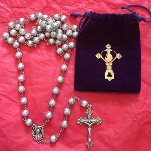 NWOT Double Capped Pearl Bead Rosary